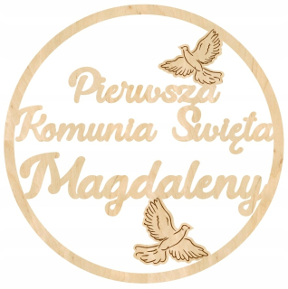 Drevený prsteň, prvé sväté prijímanie, kruh, nápis, preglejkový veniec, 40 cm